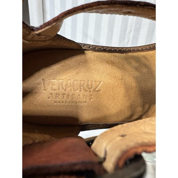VERACRUZ ARTISANS Women's Whiskey Leather Studded Platform Sandals 8.5-9. - Picture 5 of 9